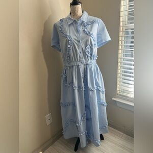 💦Kate Spade💦X TARGE#Light Blue Ruffle Midi Dress
